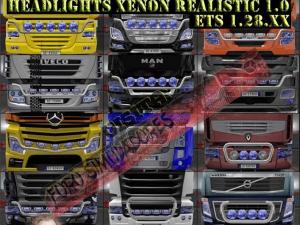 Мод Realistic Headlights Xenon версия 1.0 для Euro Truck Simulator 2 (v1.28.x)