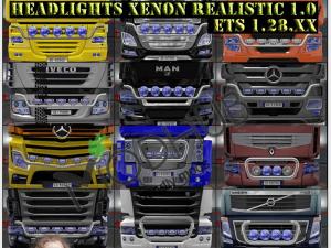 Мод Realistic Headlights Xenon версия 2.0 для Euro Truck Simulator 2 (v1.28.x, 1.30.x)