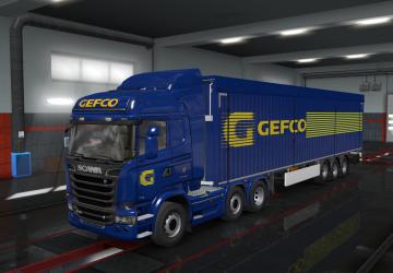 Мод Скин Gefco для Scania Streamline и прицепа v1.0 для Euro Truck Simulator 2 (v1.35.x)