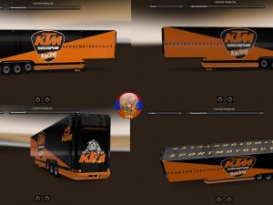 Мод Скины Volvo VNL780 & Trailer Aero Dynamic KTM Racing v1.0 для Euro Truck Simulator 2 (v1.26.x, - 1.36.x)